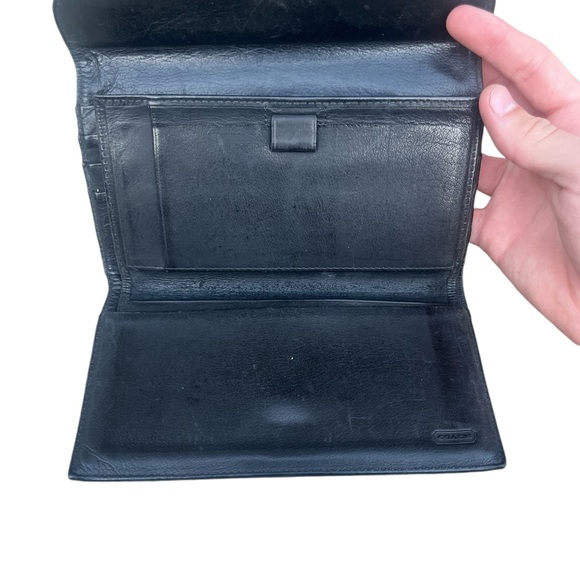 Vintage Coach Water Buffalo Combination Wallet Checkbook Black Leather 4859 Used - Picture 10 of 13